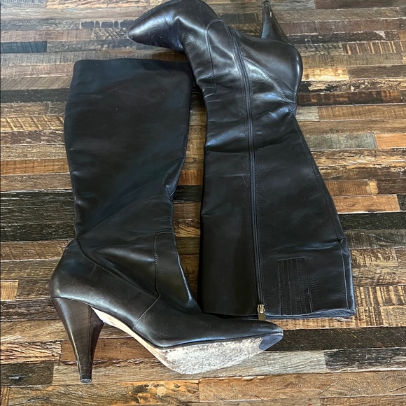 Via Spiga Chocolate Brown Leather Heeled Boots - Picture 1 of 8